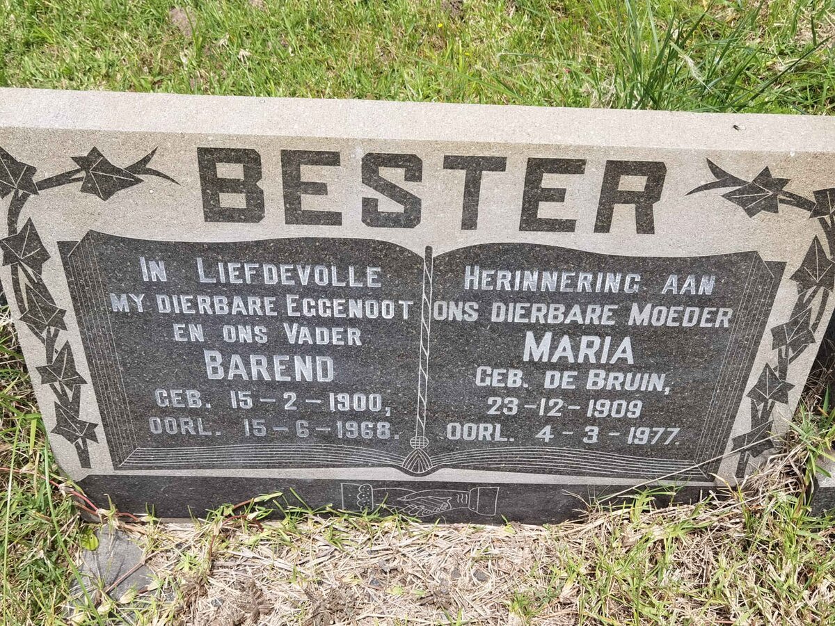 BESTER Barend 1900-1968 &amp; Maria DE BRUIN 1909-1977