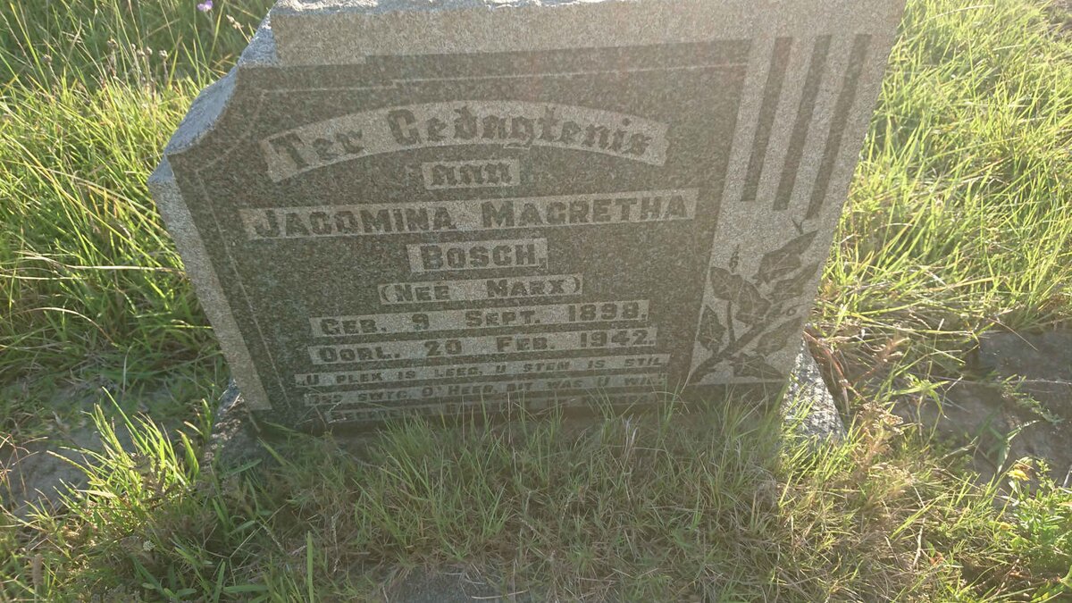 BOSCH Jacomina Magretha nee MARX 1898-1942