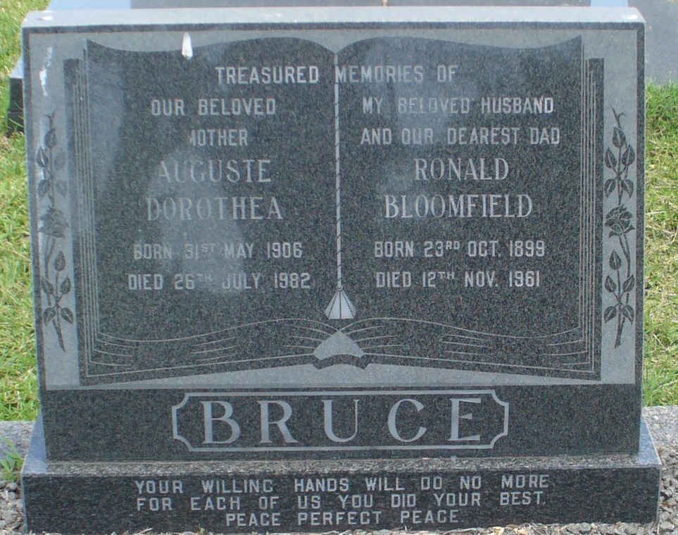 BRUCE Ronald Bloomfield 1899-1961 &amp; Auguste Dorothea 1906-1982