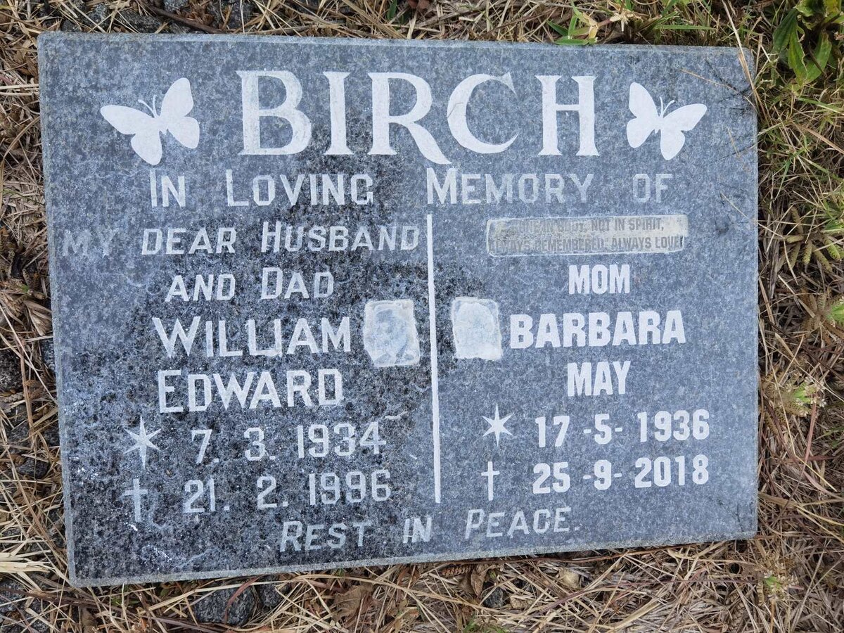 BIRCH William Edward 1934-1996 &amp; Barbara May 1936-2018