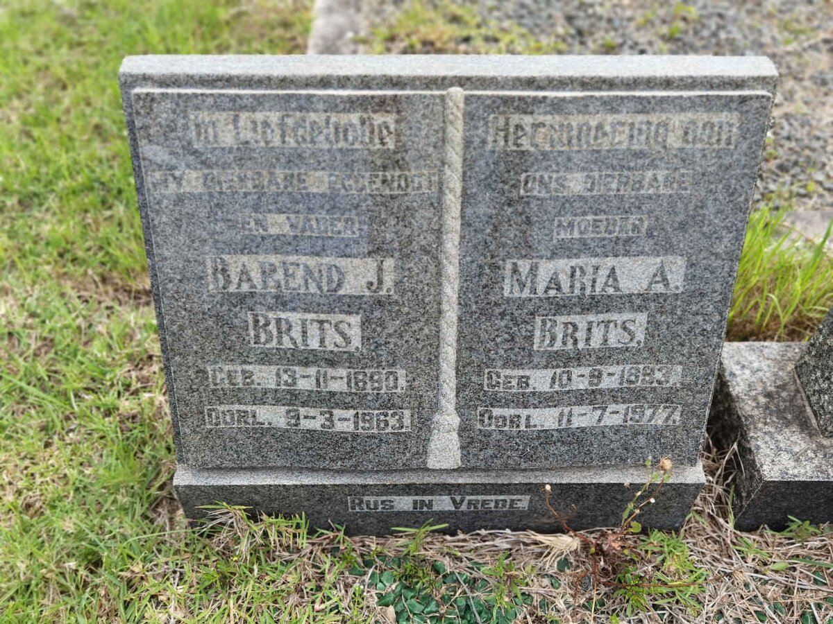 BRITS Barend J. 1890-1963 &amp; Maria A. 1893-1977