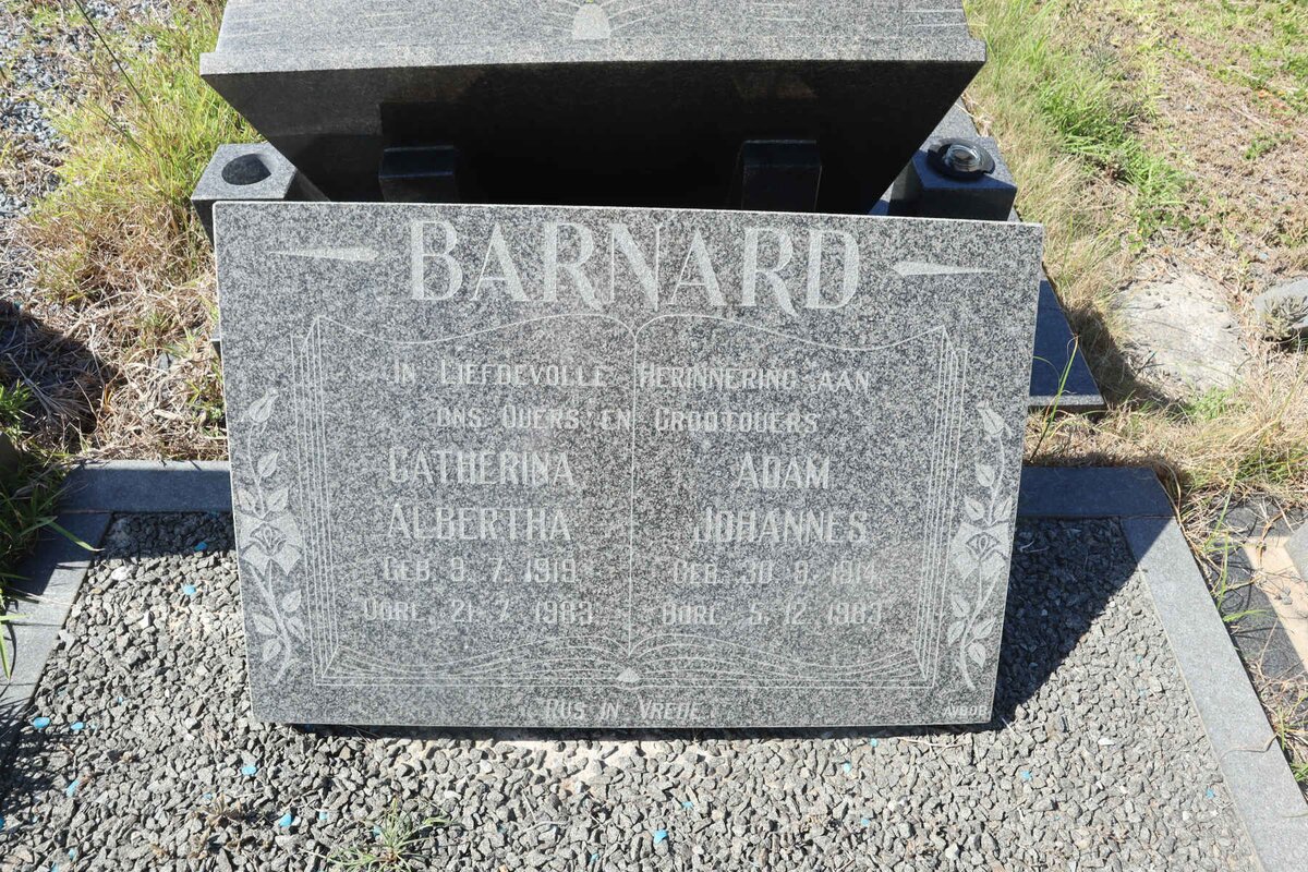 BARNARD Adam Johannes 1914-1983 &amp; Catherina Albertha 1919-1983