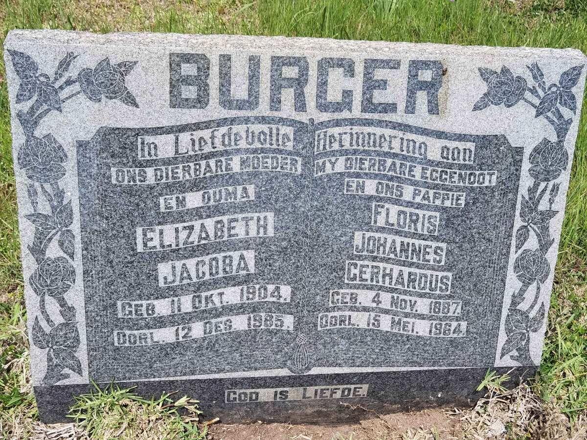 BURGER Floris Johannes Gerhardus 1887-1964 & Elizabeth Jacoba 1904-1985