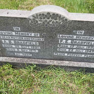 BRADFIELD F.E. 1891-1947 &amp;  A.B. 1891-1971