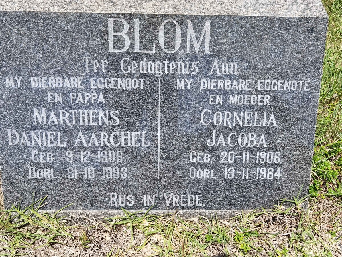 BLOM Marthens Daniel Aarchel 1906-1993 &amp; Cornelia Jacoba 1906-1964