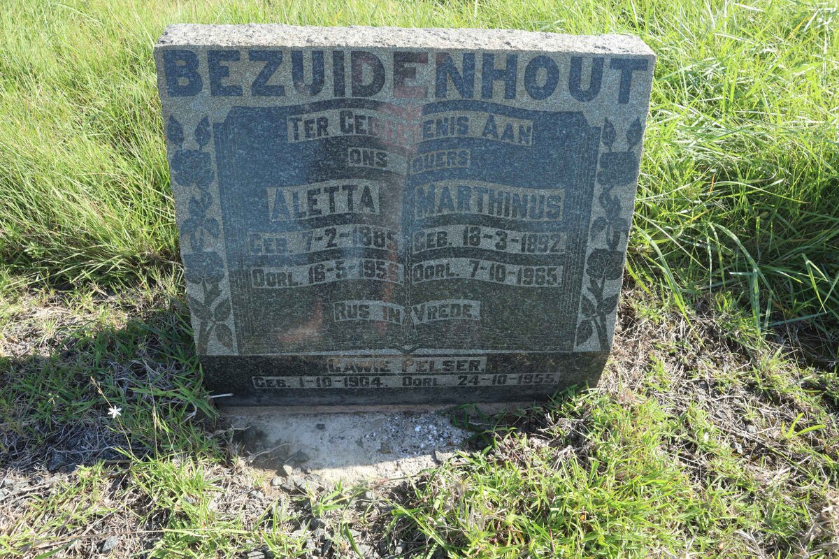 BEZUIDENHOUT Marthinus 1892-1965 &amp; Aletta 1885-1956 :: PELSER Gawie 1904-1955