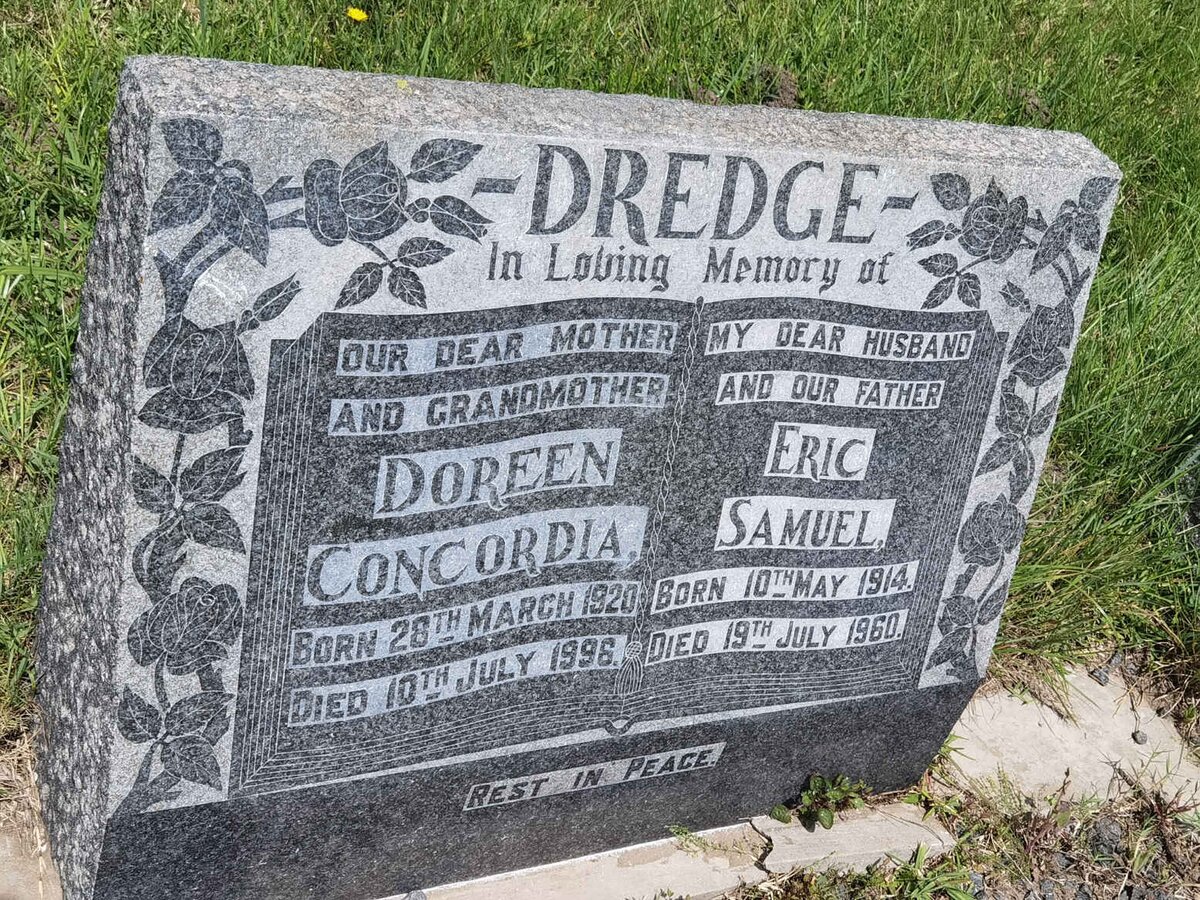 DREDGE Eric Samuel 1914-1960 & Doreen Concordia 1920-1996