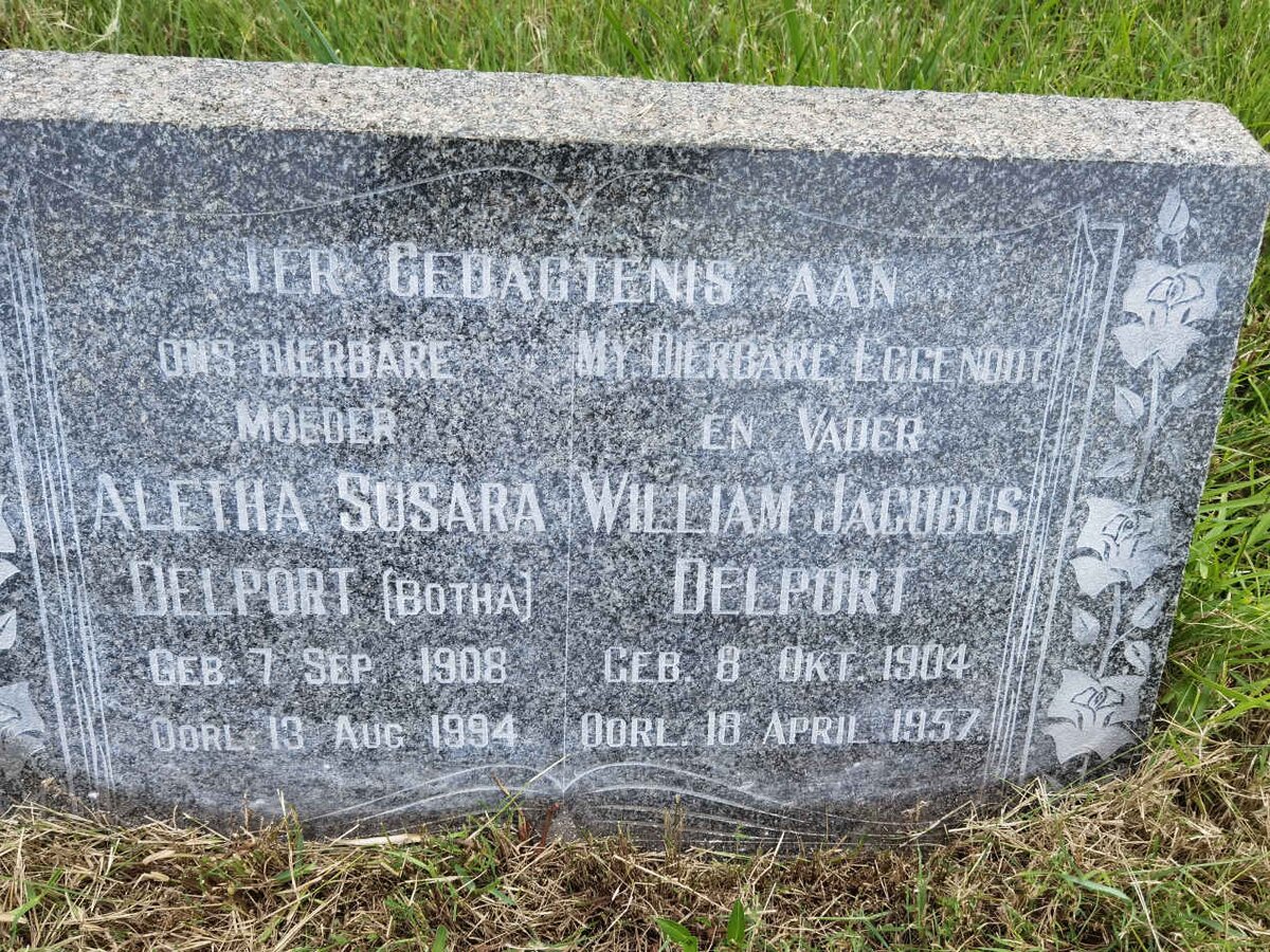 DELPORT Willem Jacobus 1904-1957 &amp; Aletha Susara BOTHA 1908-1994