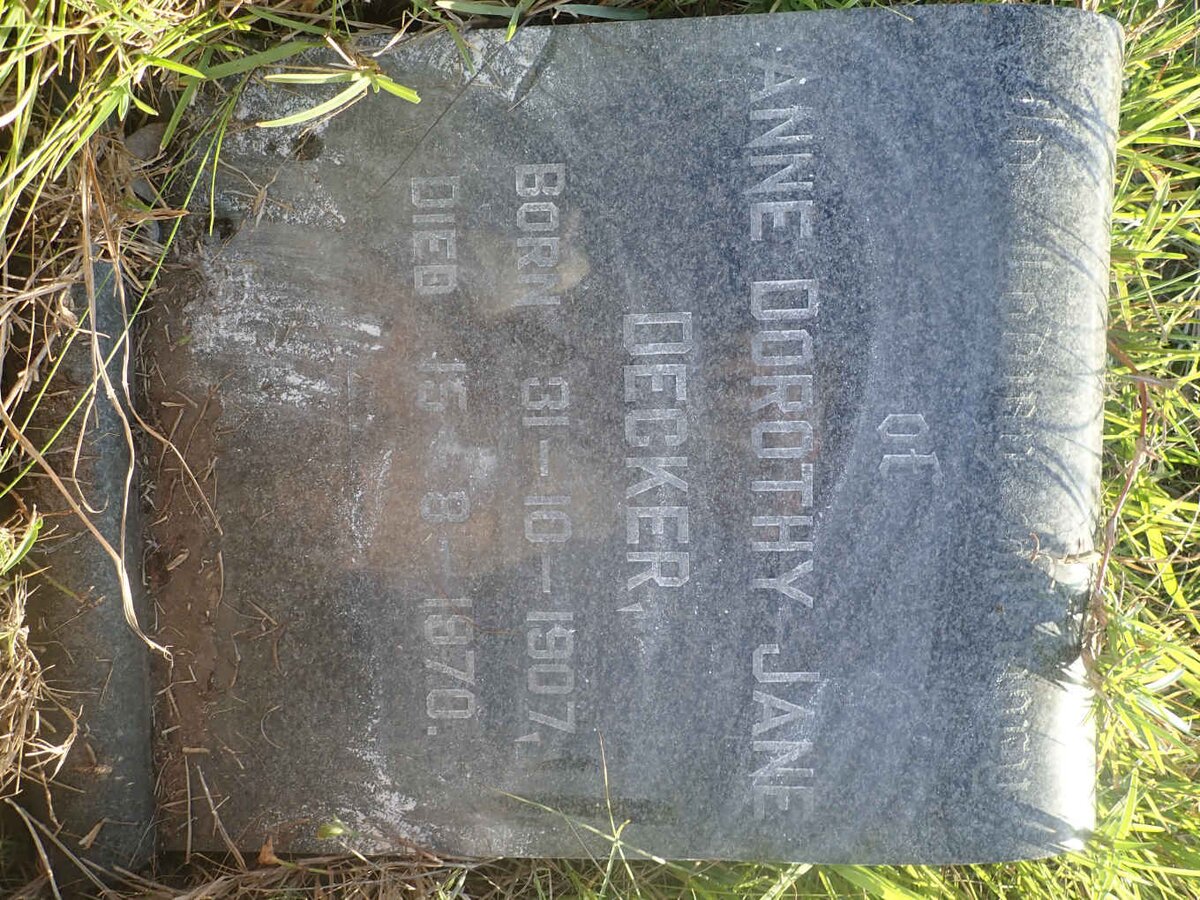 DECKER Anne Dorothy Jane 1907-1970