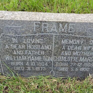 FRAME William Hamilton 1904-1973 & Charlotte Marian 1905-1990