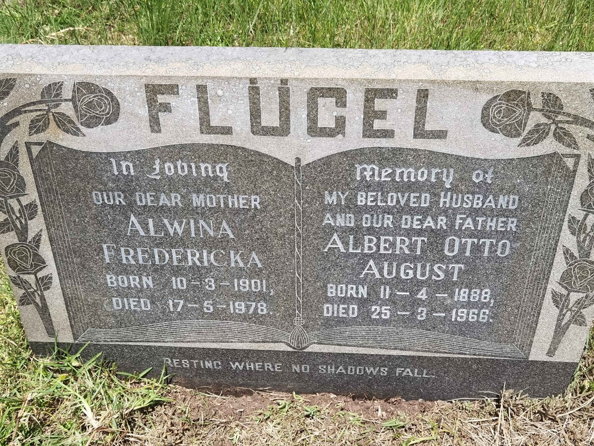 FLUGEL Albert Otto August 1888-1966 &amp; Alwina Fredericka 1901-1978