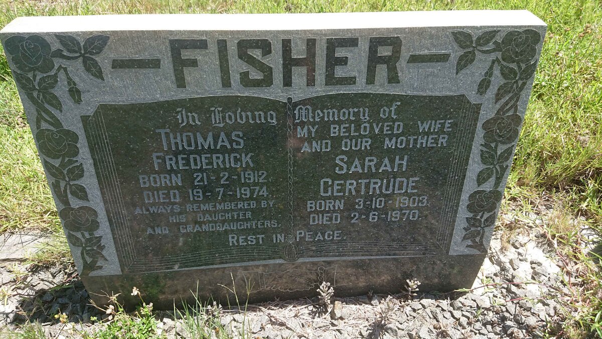FISHER Thomas Frederick 1912-1974 &amp; Sarah Gertrude 1903-1970