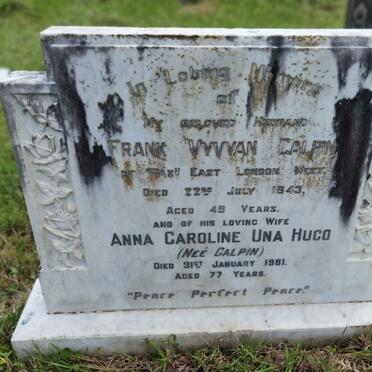 GALPIN Frank Vyvan -1943  &amp; Anna Carolina Una HUGO nee BOLZE -1981