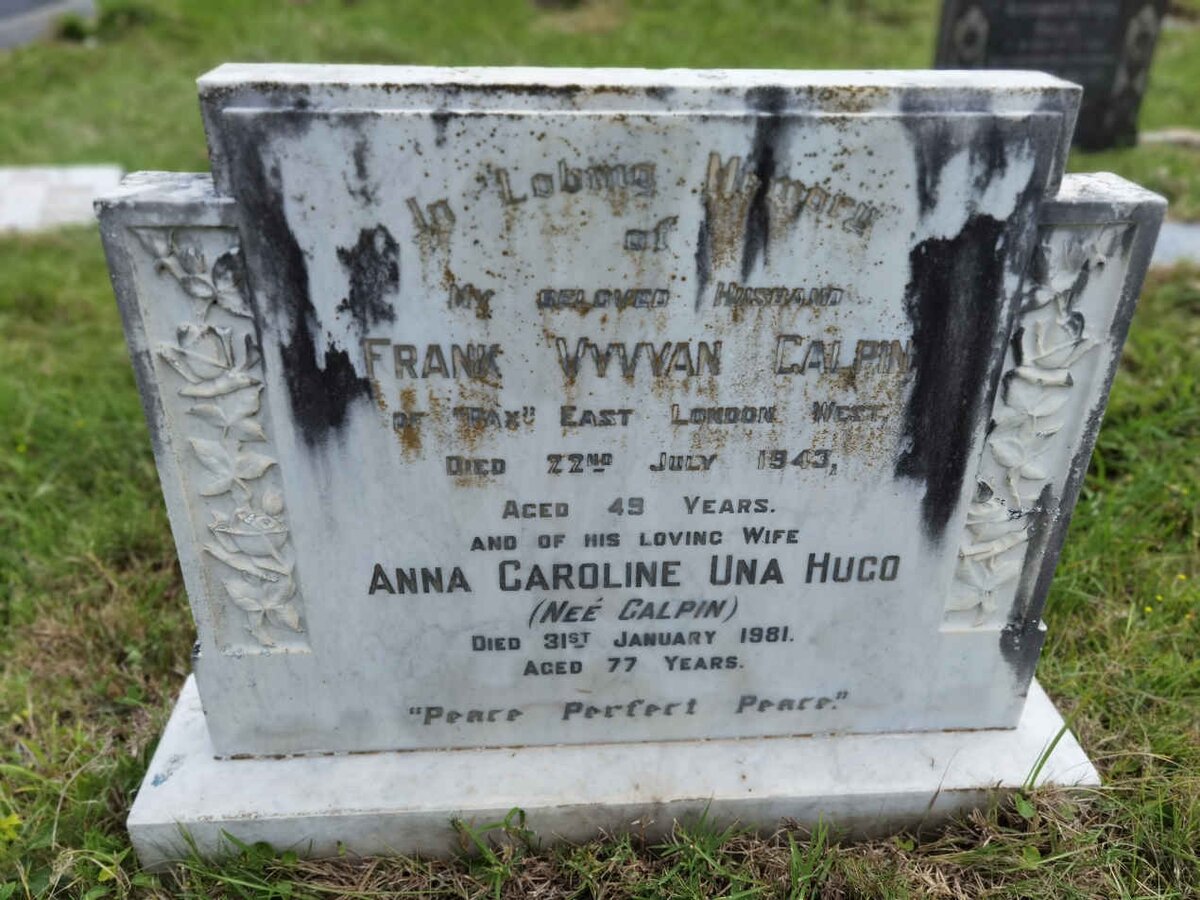 GALPIN Frank Vyvan -1943  &amp; Anna Carolina Una HUGO nee BOLZE -1981