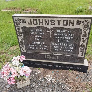 JOHNSTON Edwin Herbert 1897-1987 &amp; Thelma Elizabeth Jane 1901-1969