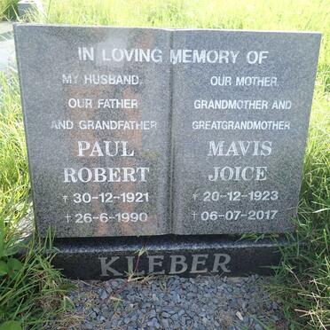 KLEBER Paul Robert 1921-1990 &amp; Mavis Joice 1923-2017