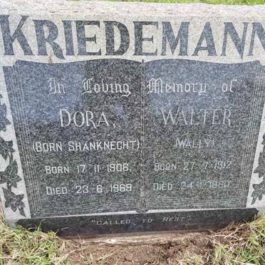 KRIEDEMANN Walter 1912-1980 &amp; Dora SHANKNECHT 1906-1969