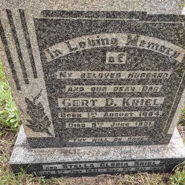 KRIEL Gert D. 1864-1931 :: KRIEL Stella Gloria 1931-1932