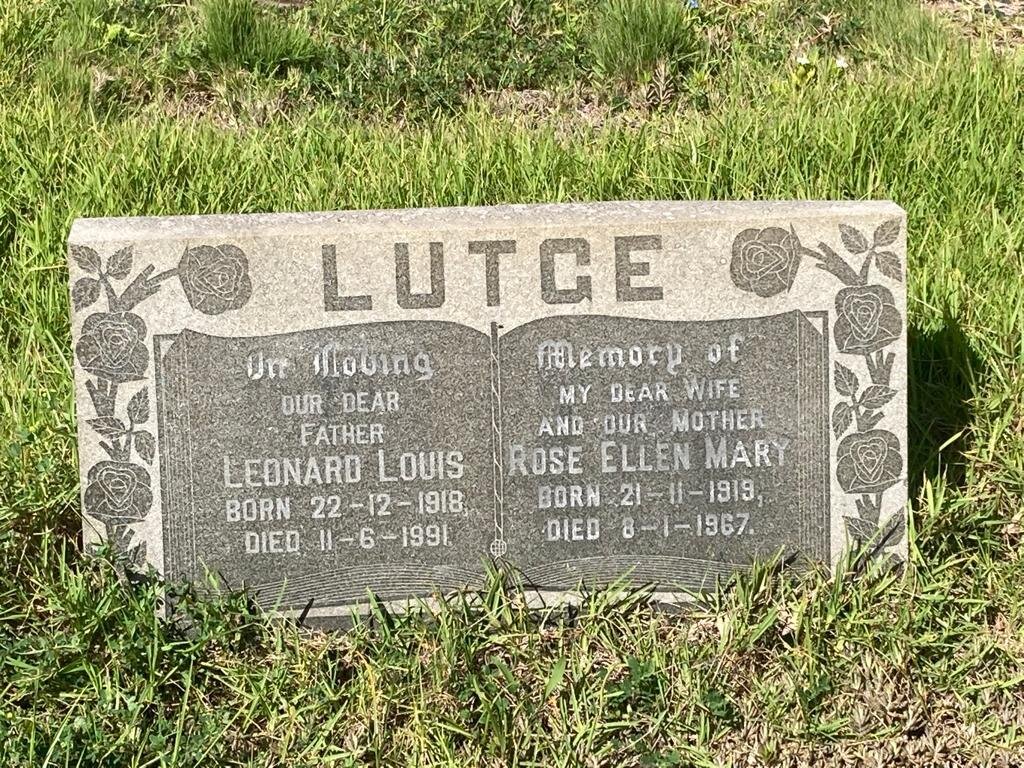 LUTGE Leonard Louis 1918-1991 &amp; Rose Ellen Mary 1919-1967