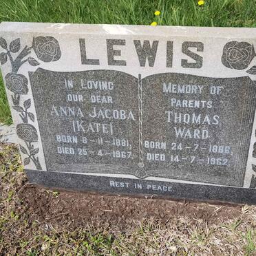 LEWIS Thomas Ward 1886-1962 & Anna Jacoba 1881-1967