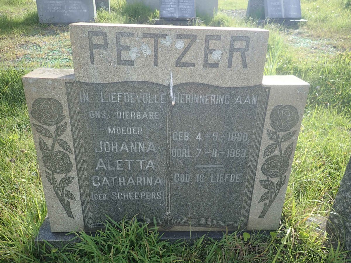 PETZER Johanna Aletta Catharina nee SCHEEPERS 1880-1963