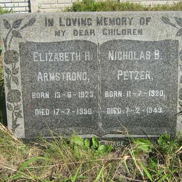 PETZER Nicholas B. 1920-1949 &amp; Elizabeth H. ARMSTRONG 1923-1950