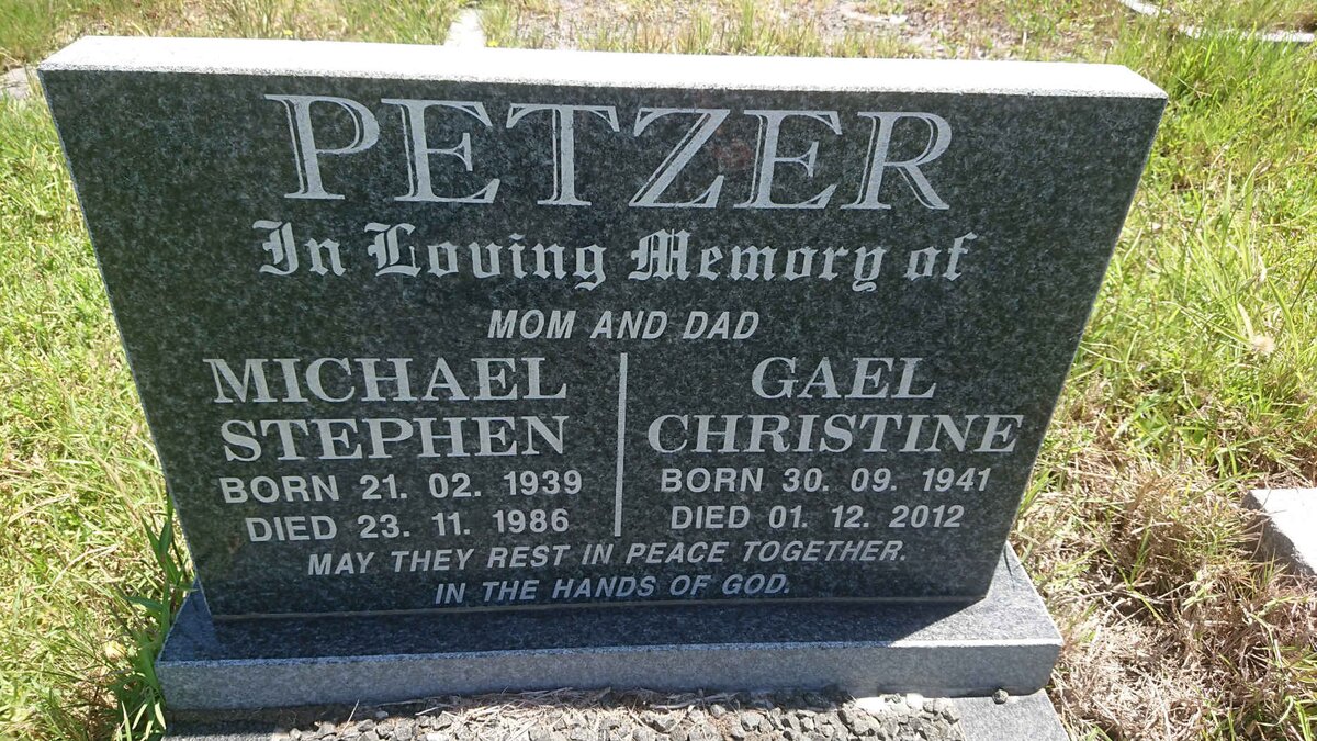 PETZER Michael Stephen 1939-1986 &amp; Gael Christine 1941-2012