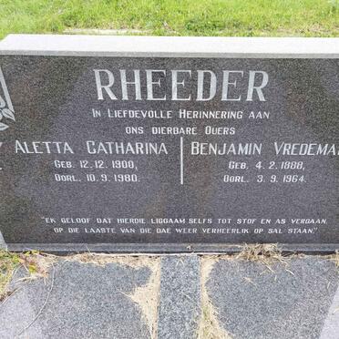 RHEEDER Benjamin Vredeman 1888-1964 &amp; Aletta Catharina 1900-1980