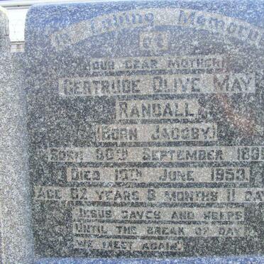 RANDALL Gertrude Olive May nee JACOBY 1890-1953