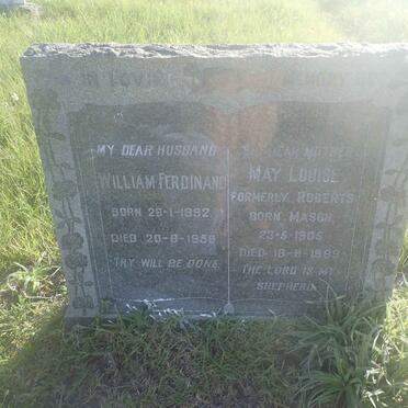 ROBERTS William Ferdinand 1892-1956 :: ? May Louise formerly ROBERTS nee MASON 1905-1989