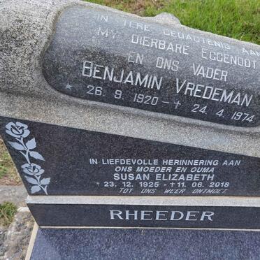 RHEEDER Benjamin Vredeman 1920-1974 &amp; Susanna Elizabeth 1925-2018