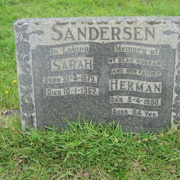 SANDERSEN Herman -1958 &amp; Sarah 1879-1962