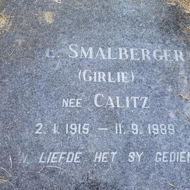 SMALBERGER A.E. nee CALITZ 1915-1989