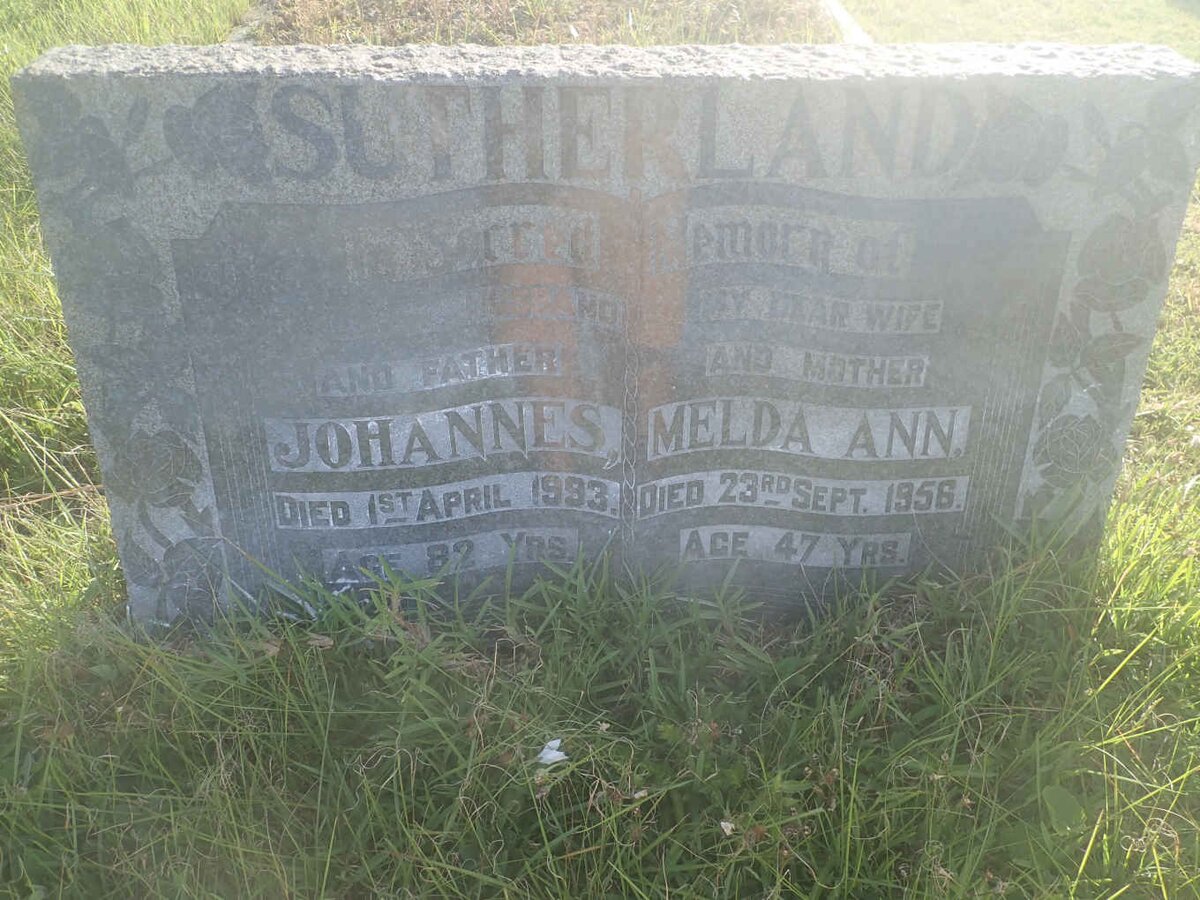 SUTHERLAND Johannes -1993 &amp; Melda Ann -1956