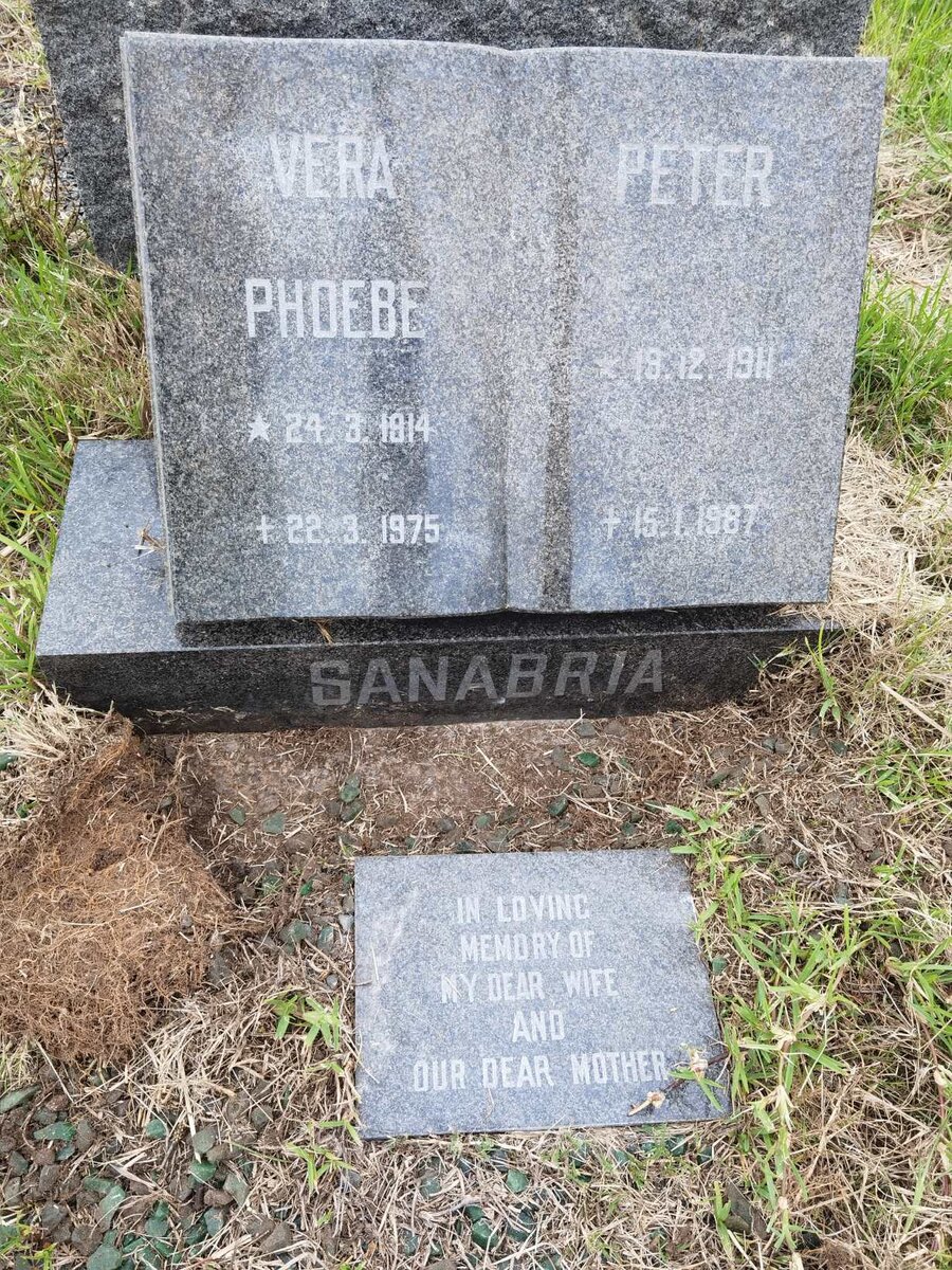 SANABRIA Peter 1911-1987 &amp; Vera Phoebe 1914-1975
