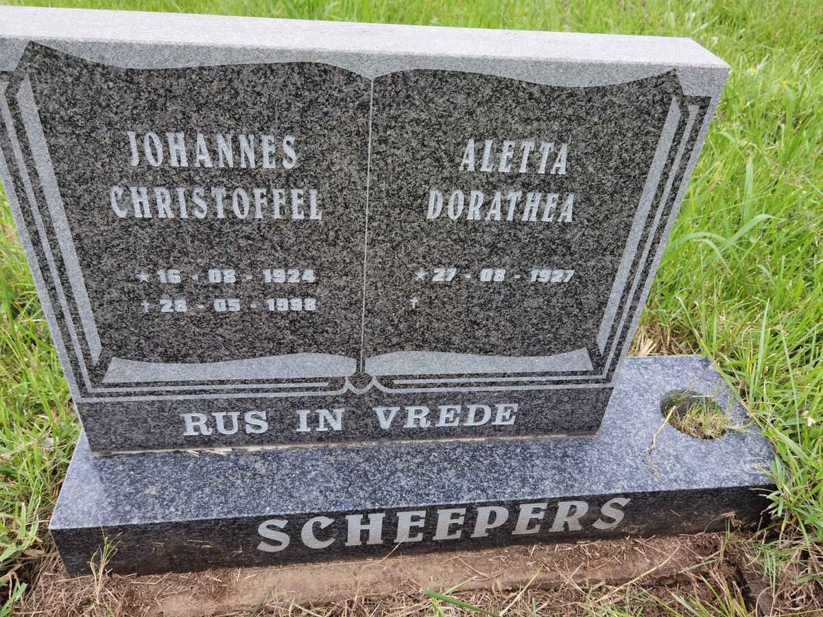 SCHEEPERS Johannes Christoffel 1924-1998 &amp; Aletta Dorathea 1927-