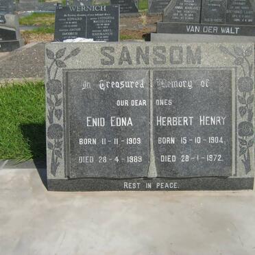 SANSOM Herbert Henry 1904-1972 &amp; Enid Edna 1909-1989