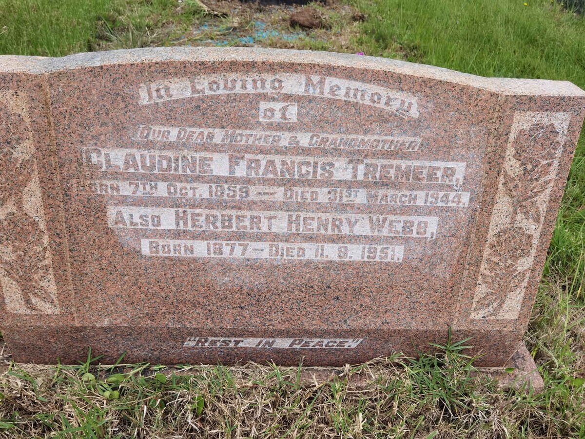 TREMEER Claudine Francis 1859-1944 :: WEBB Herbert Henry 1877-1951