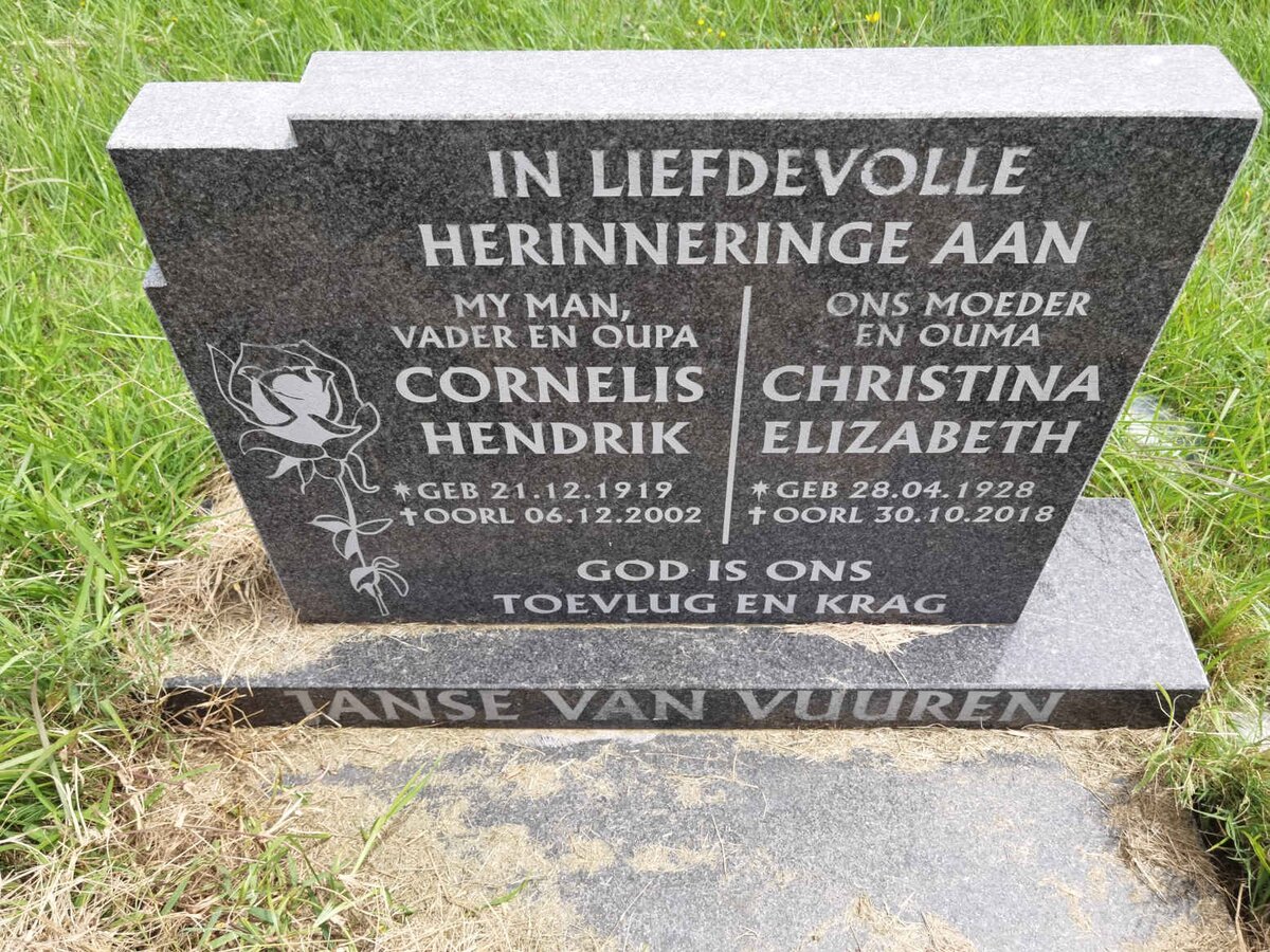 VUUREN Cornelis Hendrik, Janse van 1919-2002 &amp; Christina Elizabeth 1928-2018