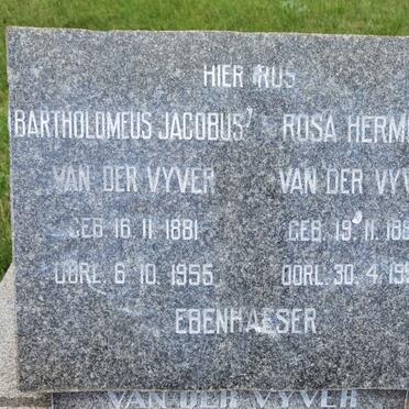 VYVER Bartholomeus Jacobus, van der 1881-1955 &amp; Rosa Hermina 1883-1955 :: VAN DER VYVER Ebenhaeser