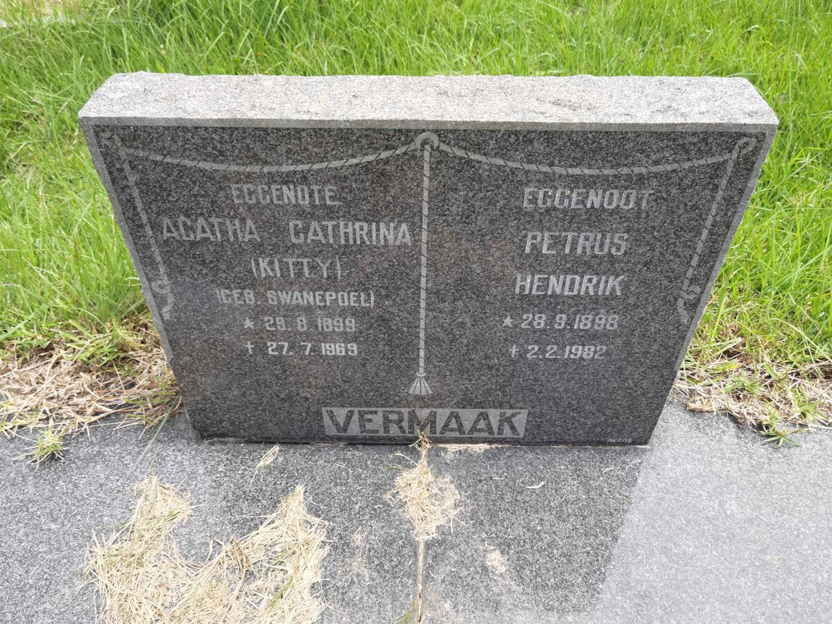 VERMAAK Petrus Hendrik 1898-1982 &amp; Agatha Cathrina SWANEPOEL 1899-1969