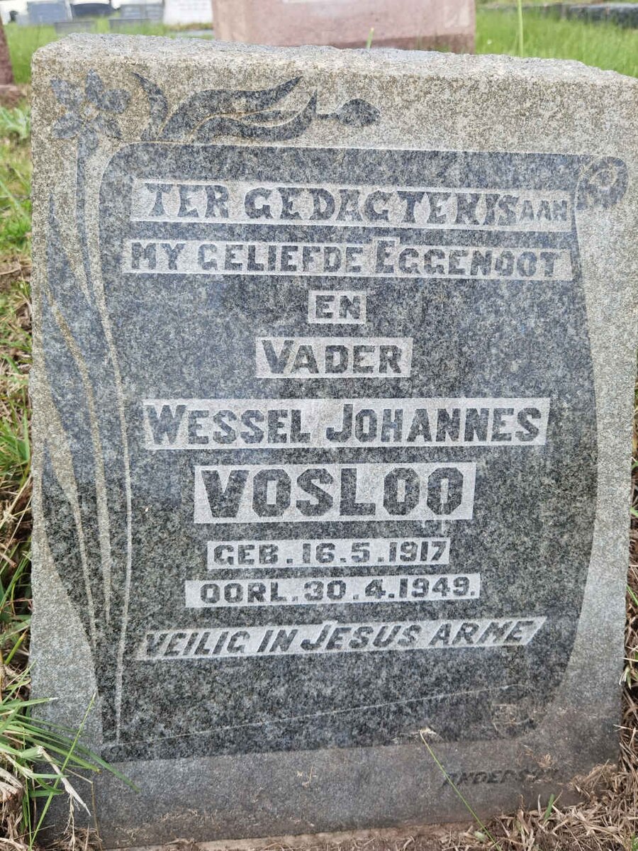 VOSLOO Wessel Johannes 1917-1949