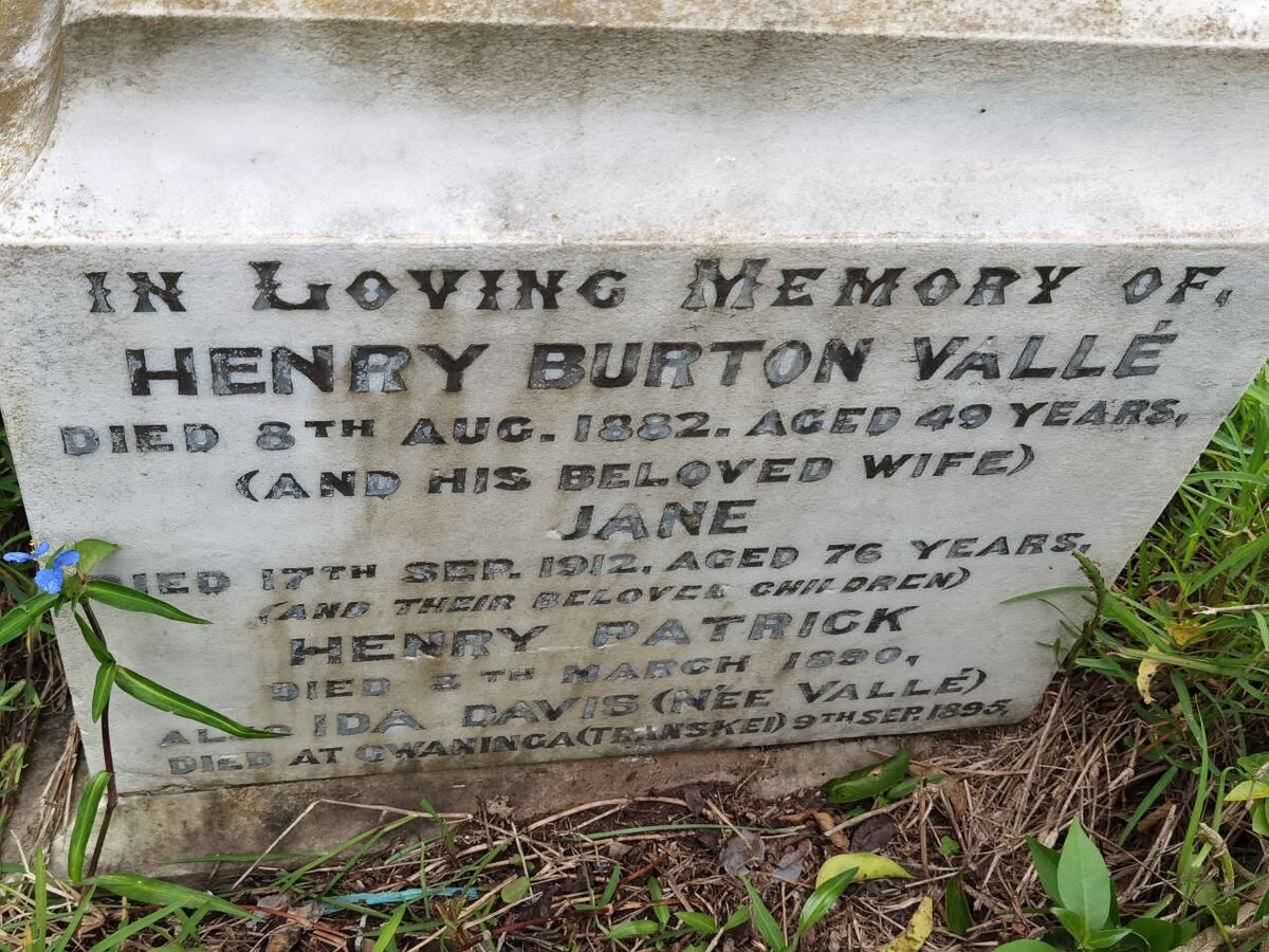 VALLE Henry Burton -1882 &amp; Jane -1912 :: VALLE Henry Patrick -1890 :: DAVIS Ida nee VALLE -1895