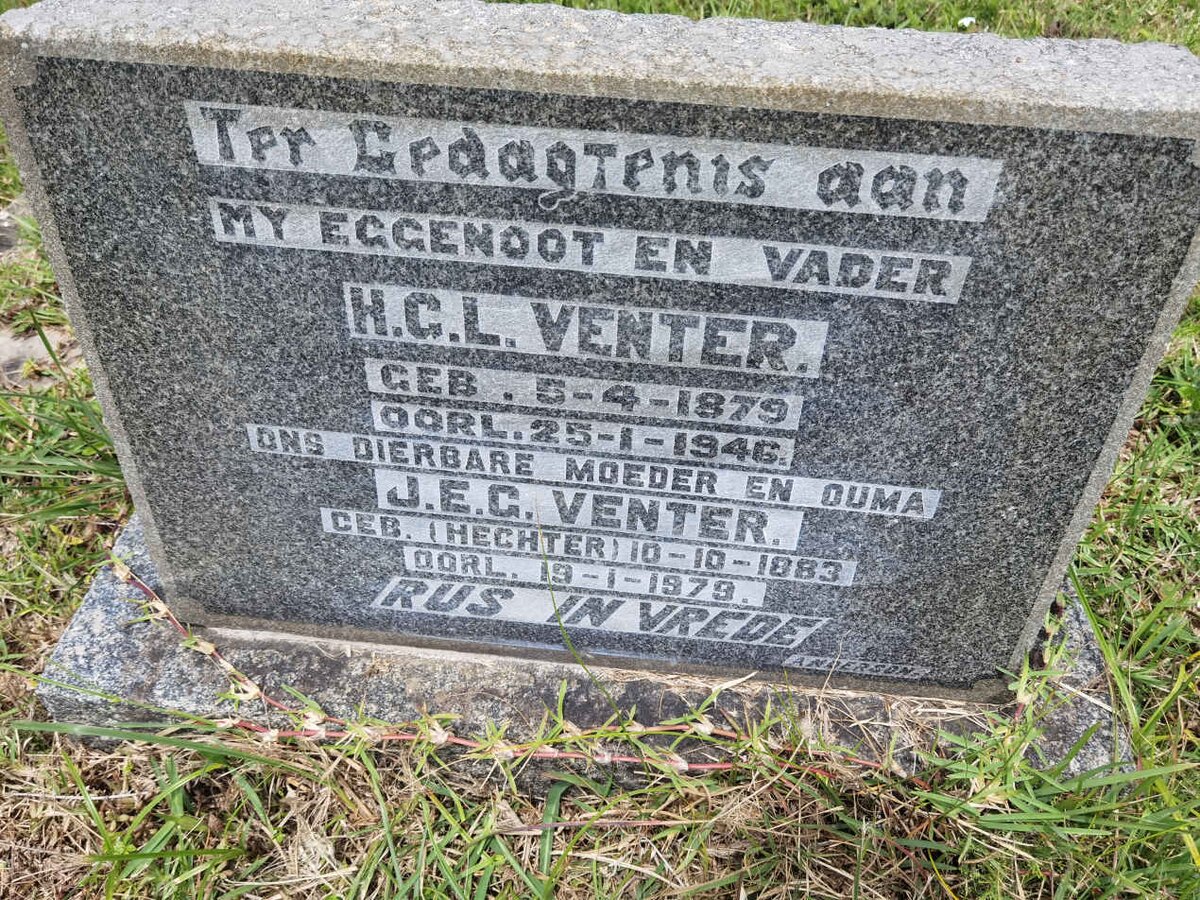 VENTER H.G.L. 1879-1946 &amp; J.E.G. HECHTER 1883-1979
