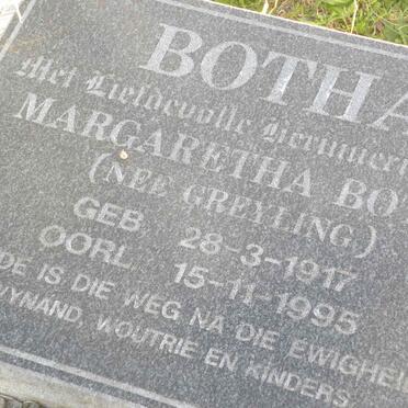 BOTHA Margaretha nee GREYLING 1917-1995