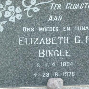 BINGLE Elizabeth C.H. 1894-1976