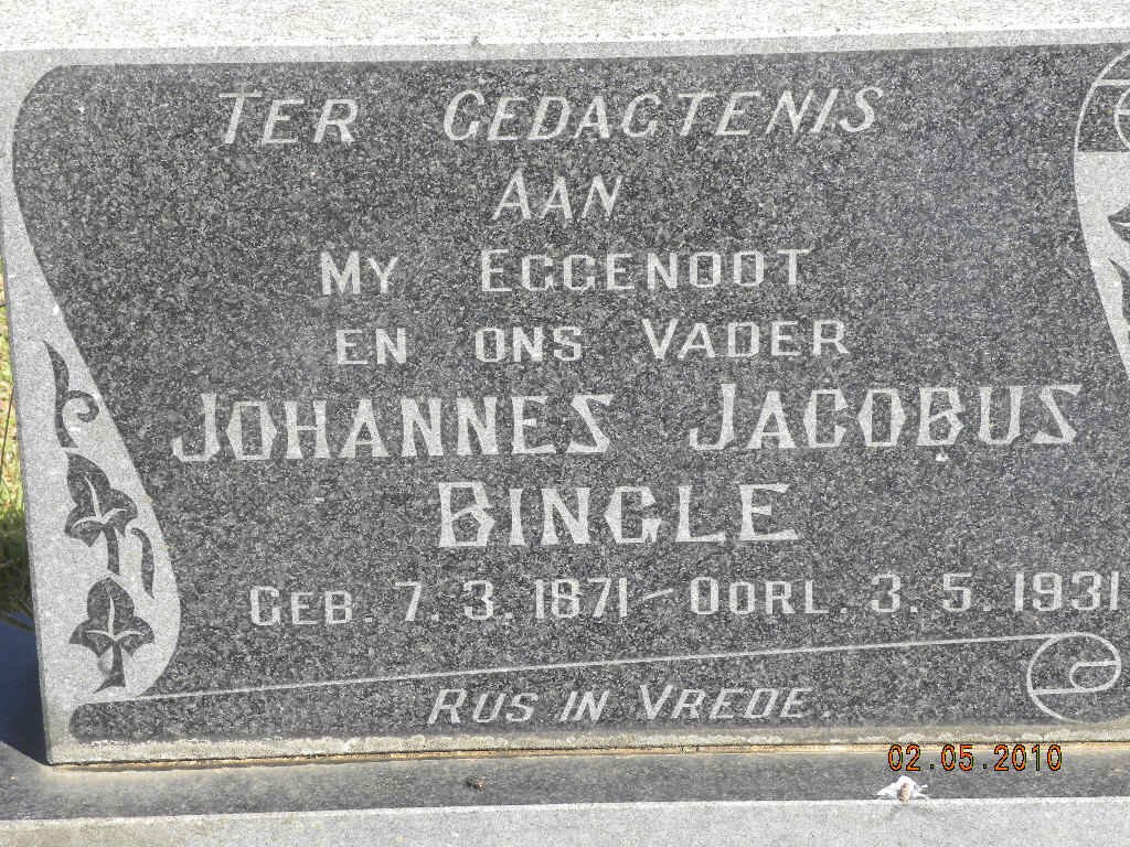 BINGLE Johannes Jacobus 1871-1931