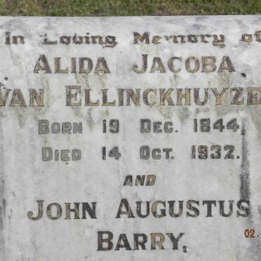 BARRY John Augustus 1873-1946 :: VAN ELLINCKHUYZEN Alida Jacoba 1844-1932
