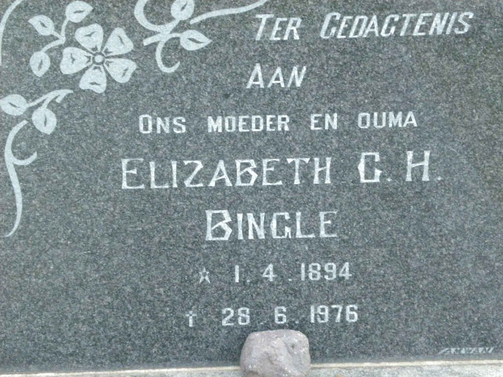 BINGLE Elizabeth C.H. 1894-1976