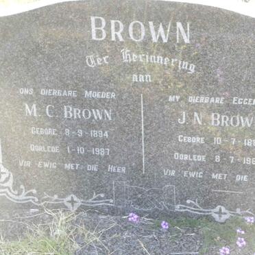 BROWN M.C. 1894-1987 &amp; J.N. 1881-1968